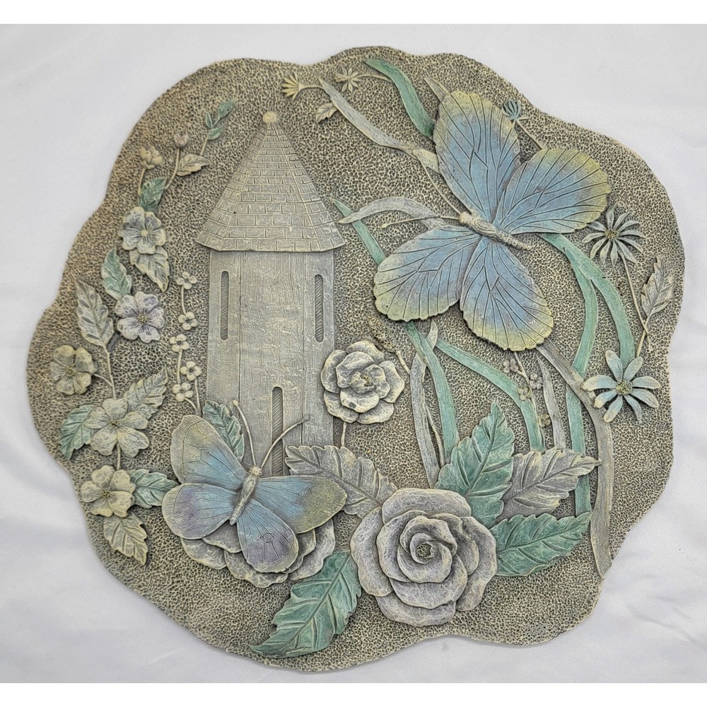 Garden Stepping Stone Decorative Wall Plaque 3D Butterfly House Cast Resin